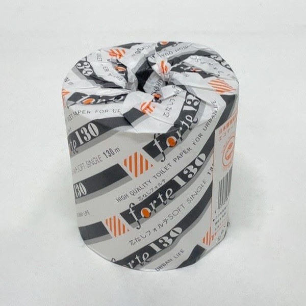 太洋紙業 トイレットペーパー　芯なしフォルテ　パック包装 シングル　130m  1個（ご注文単位96個）【直送品】