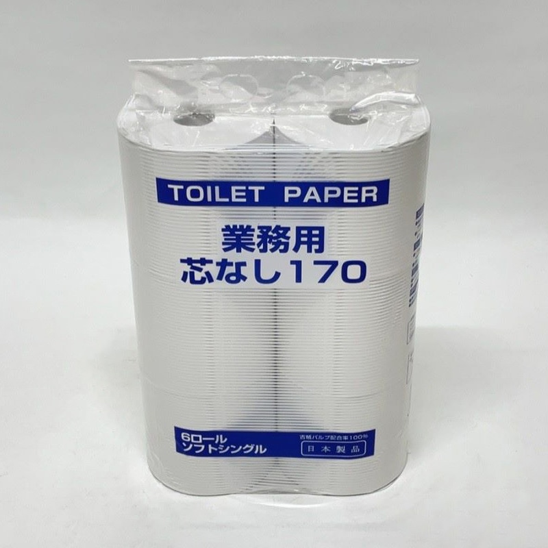 太洋紙業 トイレットペーパー　芯なし　業務用 シングル　170m　6ロール  1パック（ご注文単位16パック）【直送品】