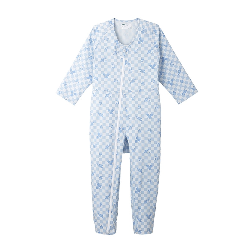 介護ねまき コンビネーション2 フルオープン型 5638-A L リーフブルー 1枚(ご注文単位1枚)【直送品】