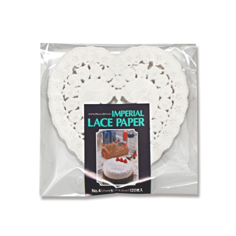 日本サンレオ レースペーパー　ハート型 ＃4　120枚入 穴有り 1束（ご注文単位200束）【直送品】