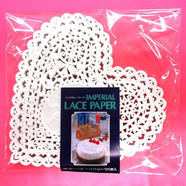 日本サンレオ レースペーパー　ハート型 小　＃6　120枚入  1束（ご注文単位100束）【直送品】