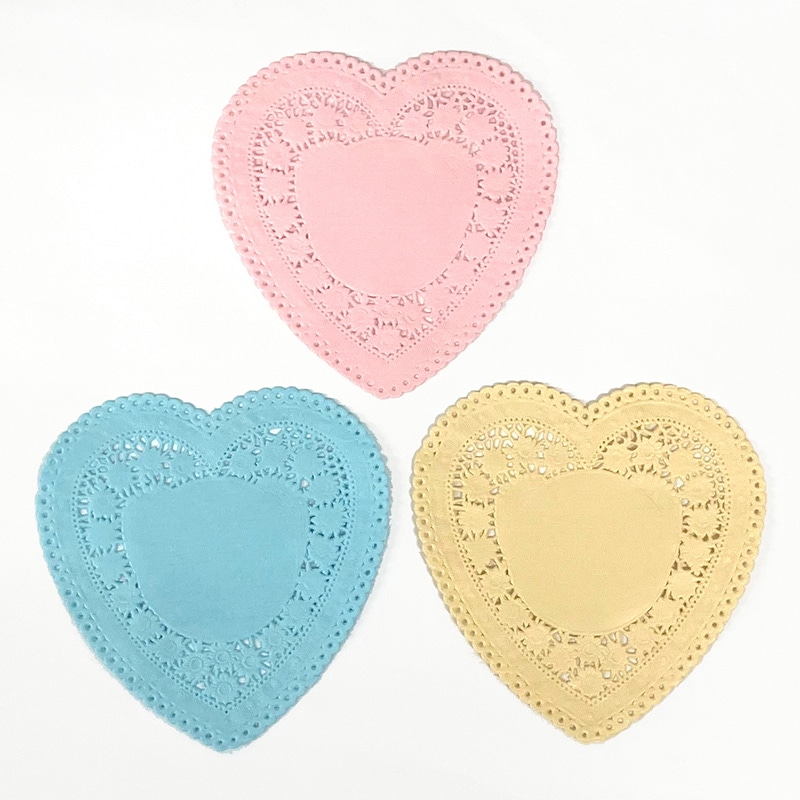 日本サンレオ カラーレースペーパー ハート型 #4 3色アソート 120枚入 穴無し 1束(ご注文単位200束)【直送品】