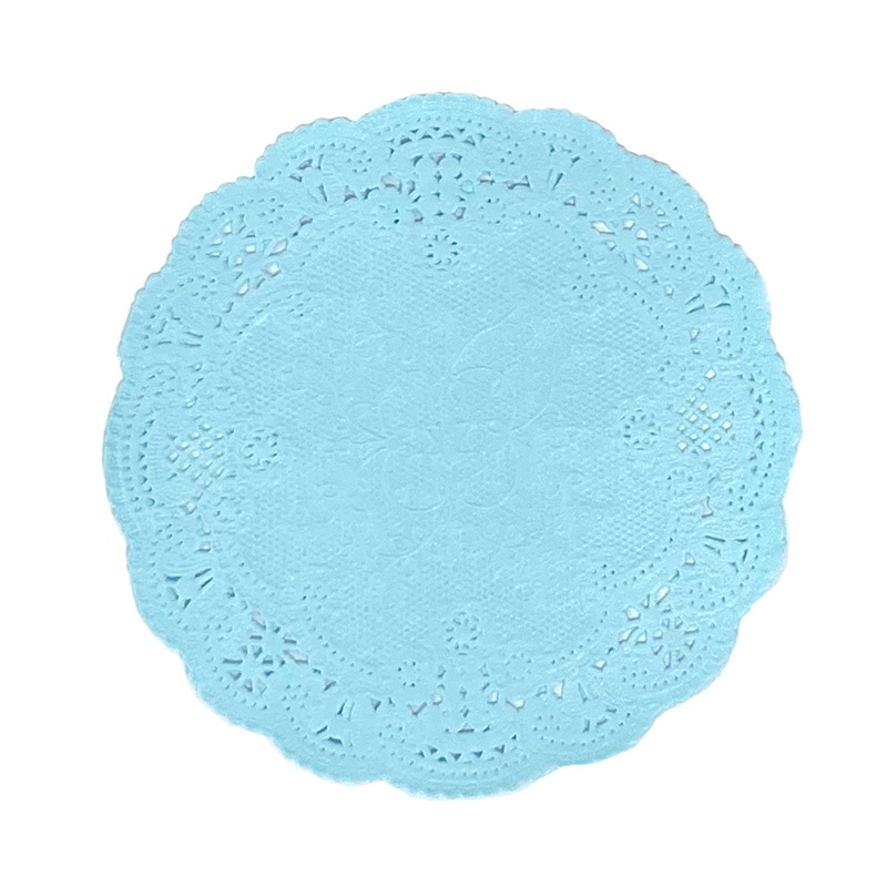 日本サンレオ カラーレースペーパー　丸型 ＃4　ブルー　20枚入  1束（ご注文単位200束）【直送品】