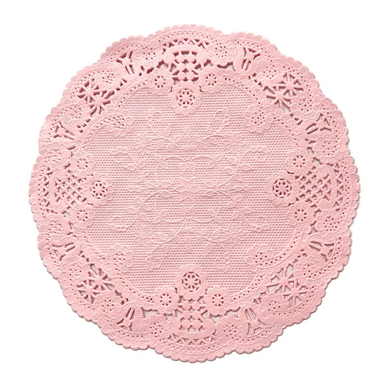 日本サンレオ カラーレースペーパー　丸型 ＃6　ピンク　20枚入  1束（ご注文単位180束）【直送品】