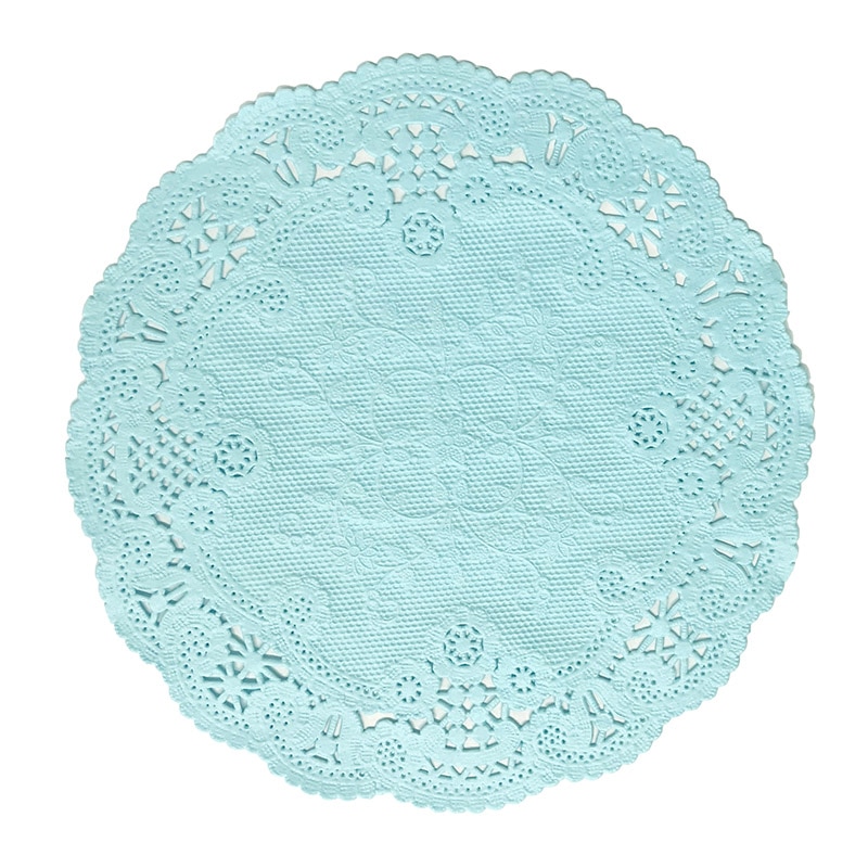 日本サンレオ カラーレースペーパー　丸型 ＃6　ブルー　20枚入  1束（ご注文単位180束）【直送品】