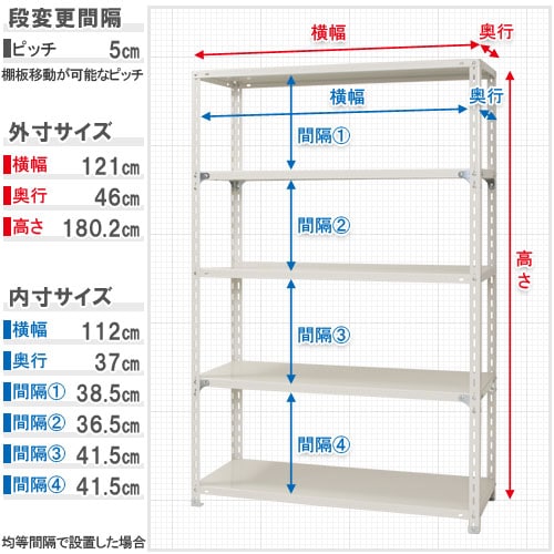 キタジマ スチールラック NCラック 120×45×180 5段 黒 NC-2-18 1台(ご注文単位1台)【直送品】