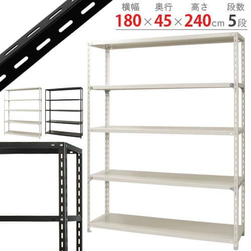 キタジマ スチールラック NCラック 180×45×240 5段 白 NC-4-24 1台(ご注文単位1台)【直送品】