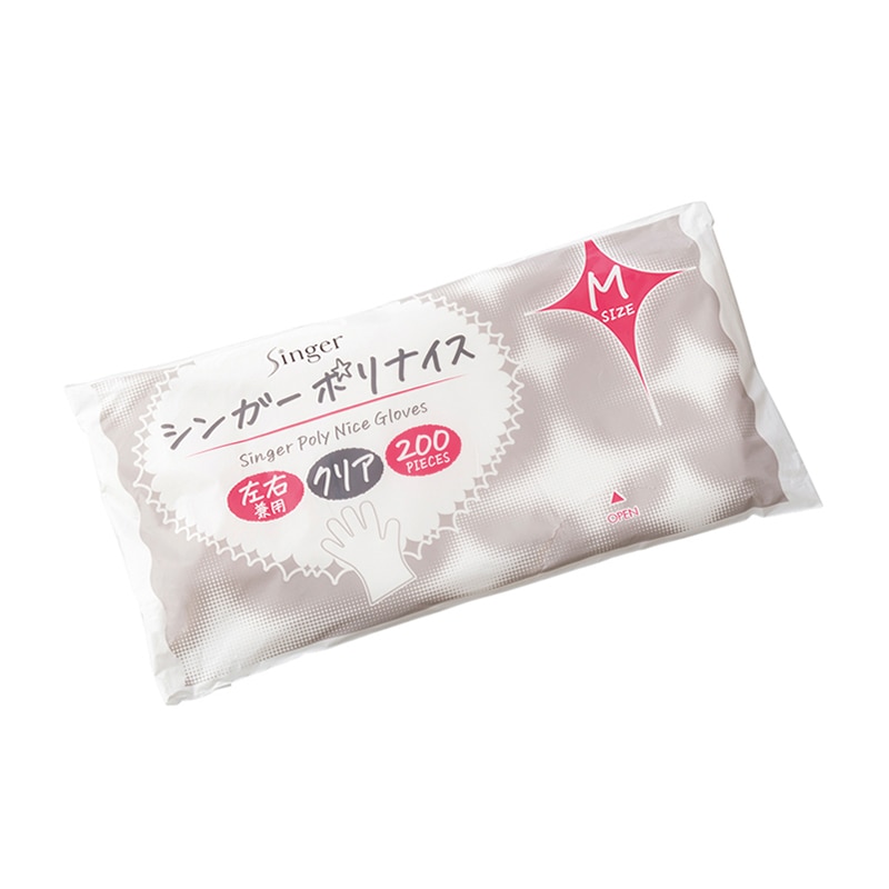 宇都宮製作 ポリ手袋　シンガーポリナイス　袋入 クリア　M　200枚 LPE0110KE-TP 1袋（ご注文単位50袋）【直送品】