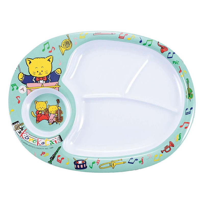 エンテック メラミン ランチ皿 こねこたい ブルー L-101 1個(ご注文単位1個)【直送品】