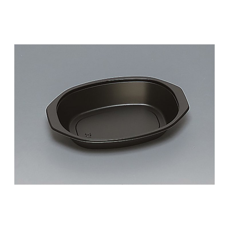 福助工業 弁当容器 フルレンジ 本体 TR-160H 黒 50枚/束(ご注文単位16束)【直送品】