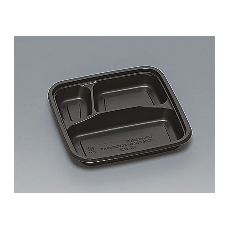 福助工業 弁当容器 フルレンジ 本体 TR-36H 黒 50枚/束(ご注文単位12束)【直送品】