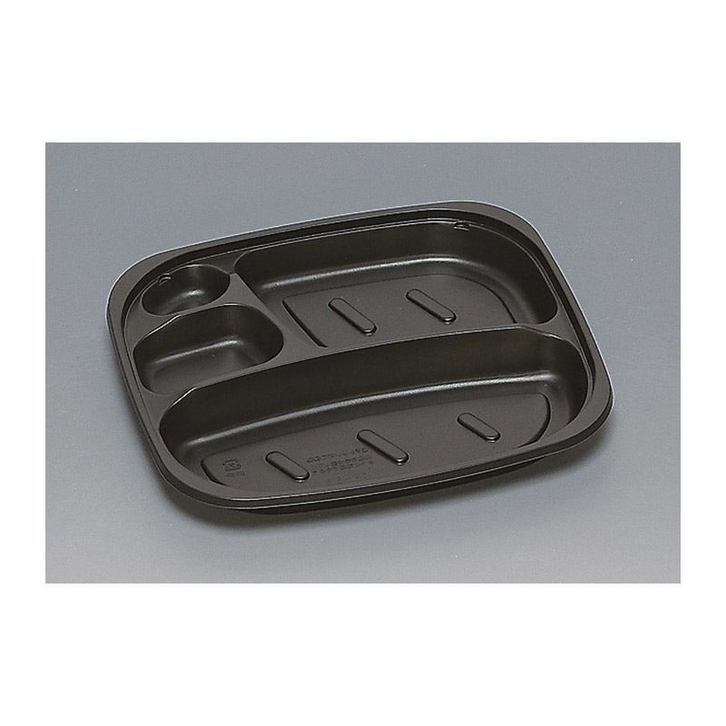 福助工業 弁当容器 フルレンジ 本体 TR-59H 黒 50枚/束(ご注文単位8束)【直送品】