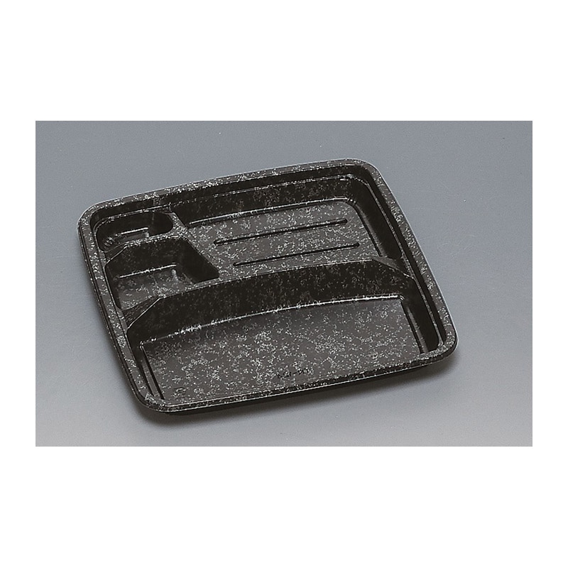 福助工業 弁当容器　フルレンジ　本体 TR-124H みかげ黒 50枚/束（ご注文単位8束）【直送品】