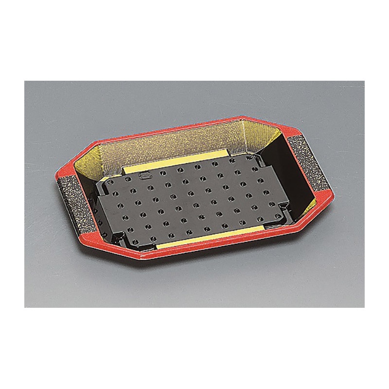 福助工業 寿司容器 和皿 本体 8H 黒天朱 50枚/束(ご注文単位12束)【直送品】