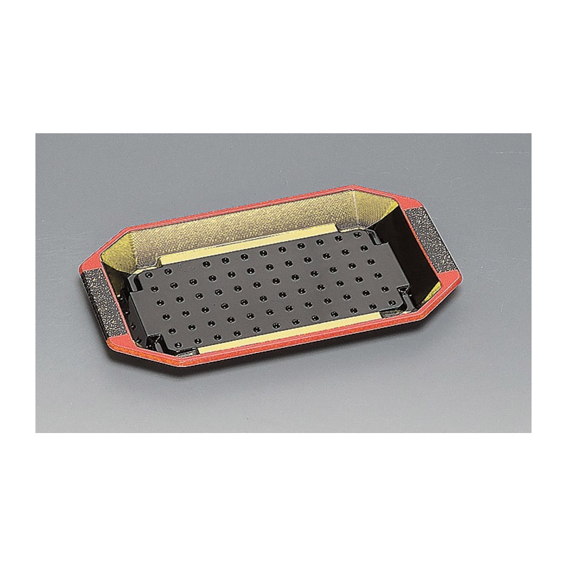 福助工業 寿司容器 和皿 本体 10H 黒天朱 50枚/束(ご注文単位12束)【直送品】