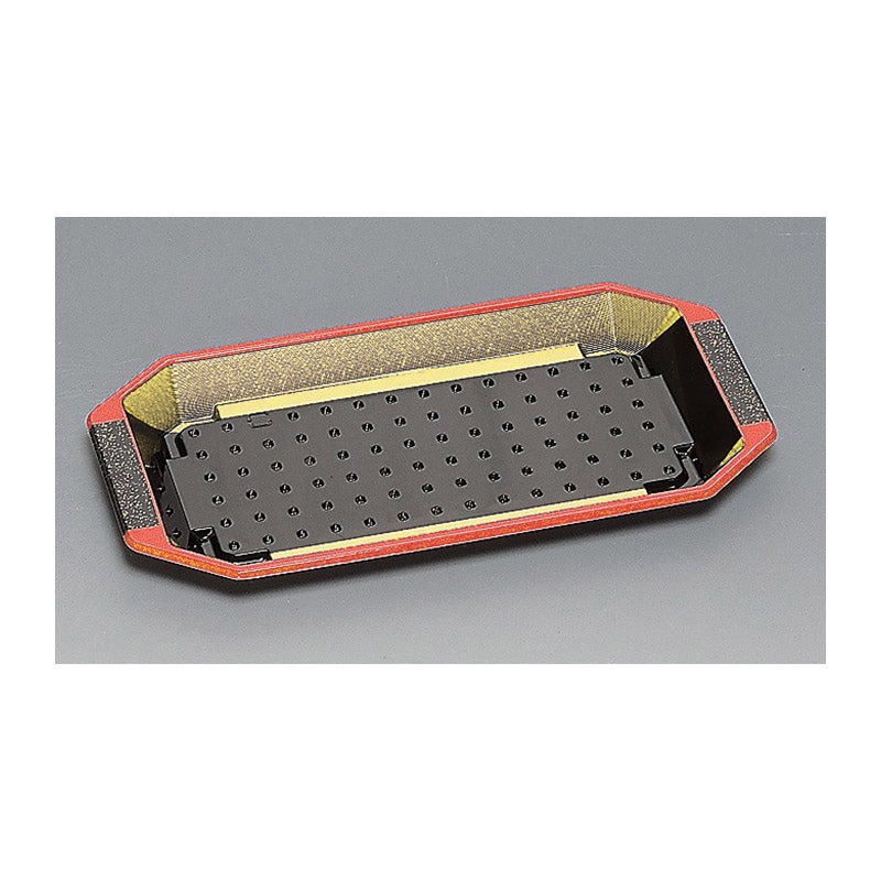 福助工業 寿司容器 和皿 本体 15H 黒天朱 50枚/束(ご注文単位12束)【直送品】