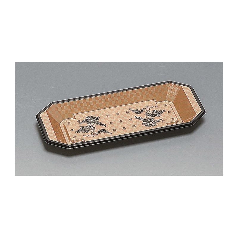 福助工業 寿司容器 和皿 本体 6H 市松黒 50枚/束(ご注文単位16束)【直送品】