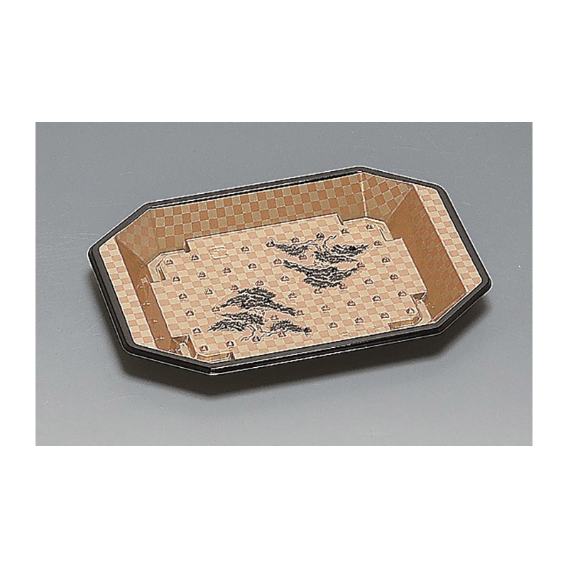 福助工業 寿司容器 和皿 本体 8H 市松黒 50枚/束(ご注文単位12束)【直送品】