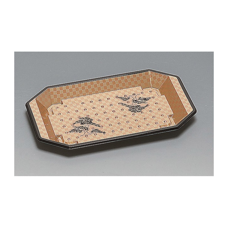 福助工業 寿司容器 和皿 本体 10H 市松黒 50枚/束(ご注文単位12束)【直送品】