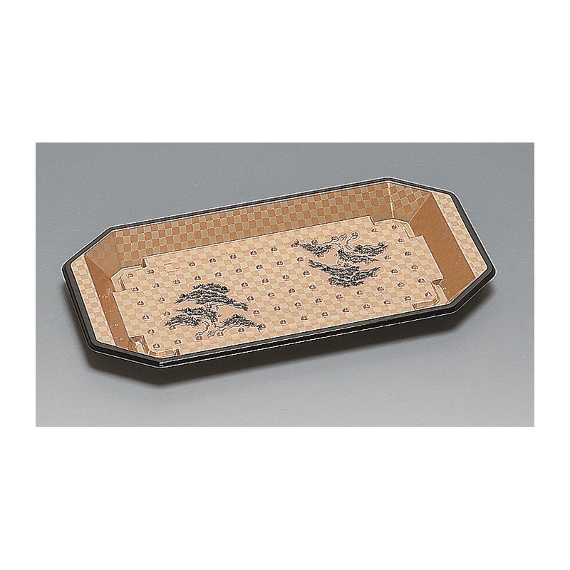 福助工業 寿司容器 和皿 本体 15H 市松黒 50枚/束(ご注文単位12束)【直送品】