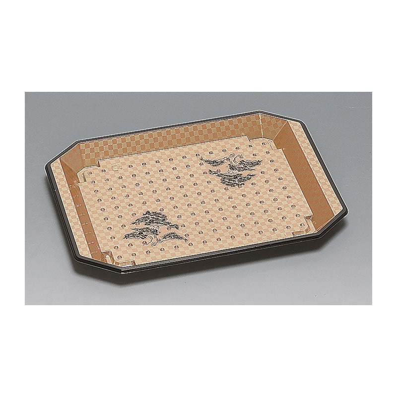 福助工業 寿司容器 和皿 本体 20H 市松黒 50枚/束(ご注文単位8束)【直送品】