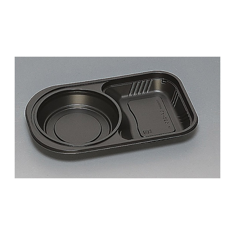 福助工業 弁当容器 本体 LA-250H 黒 新 50枚/束(ご注文単位12束)【直送品】