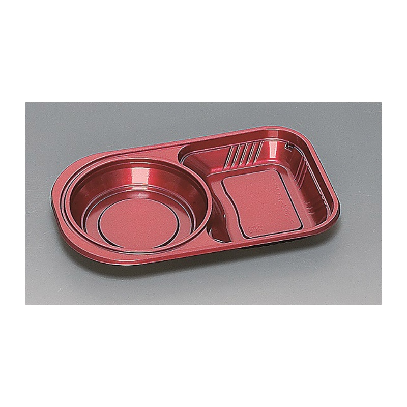 福助工業 弁当容器 本体 LA-250H シルクレッド 新 50枚/束(ご注文単位12束)【直送品】