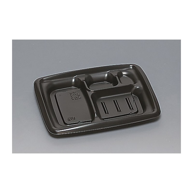 福助工業 弁当容器 プレミル 本体 23-18-2H 黒 50枚/束(ご注文単位18束)【直送品】