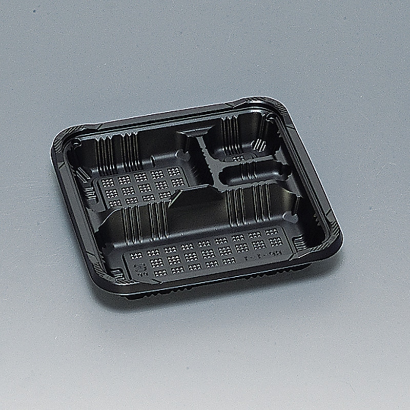 福助工業 弁当容器 憩い 本体 RP-1-1H 黒 E 50枚/束(ご注文単位12束)【直送品】