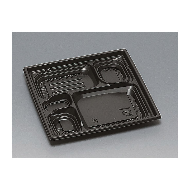 福助工業 弁当容器 巧膳 本体 22-1H 黒 50枚/束(ご注文単位12束)【直送品】