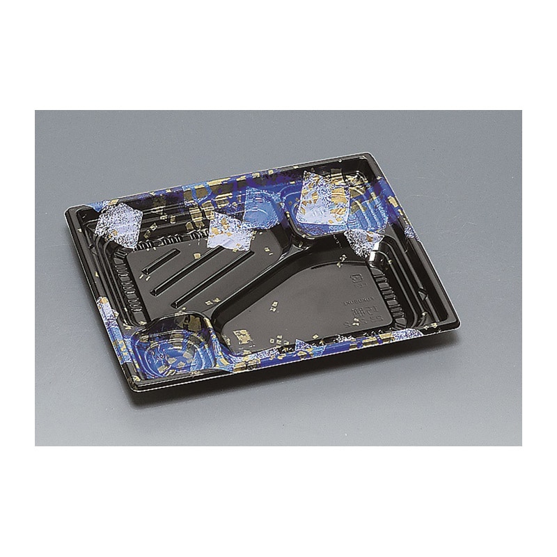 福助工業 弁当容器 巧膳 本体 23-20-2H 華やぎ 青 50枚/束(ご注文単位12束)【直送品】