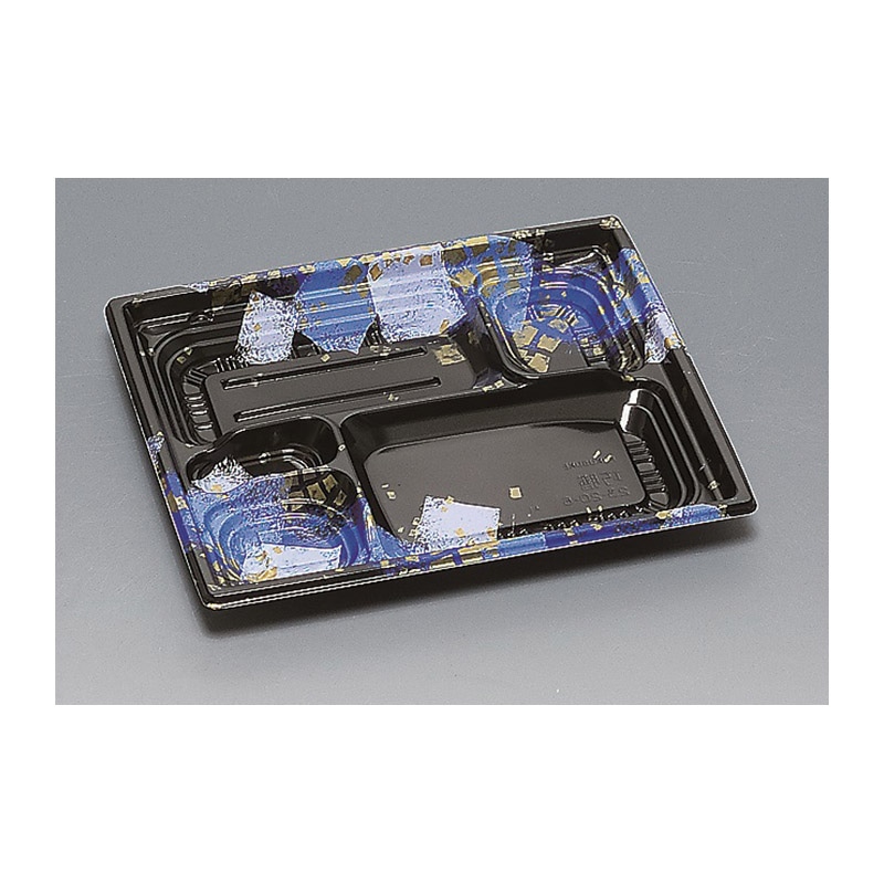 福助工業 弁当容器 巧膳 本体 23-20-6H 華やぎ 青 50枚/束(ご注文単位12束)【直送品】