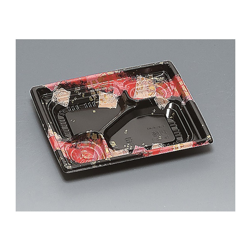 福助工業 弁当容器 巧膳 本体 19-16-1H 華やぎ 赤 50枚/束(ご注文単位18束)【直送品】