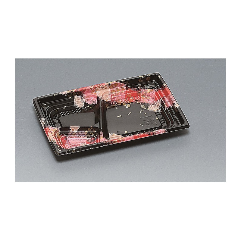 福助工業 弁当容器 巧膳 本体 23-15-1H 華やぎ 赤 50枚/束(ご注文単位18束)【直送品】