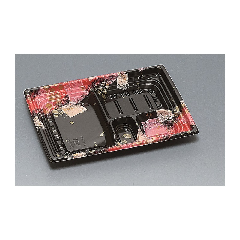 福助工業 弁当容器 巧膳 本体 23-17-1H 華やぎ 赤 50枚/束(ご注文単位16束)【直送品】