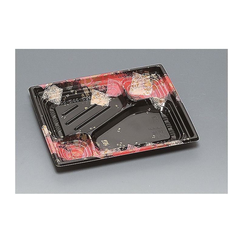 福助工業 弁当容器 巧膳 本体 23-20-2H 華やぎ 赤 50枚/束(ご注文単位12束)【直送品】