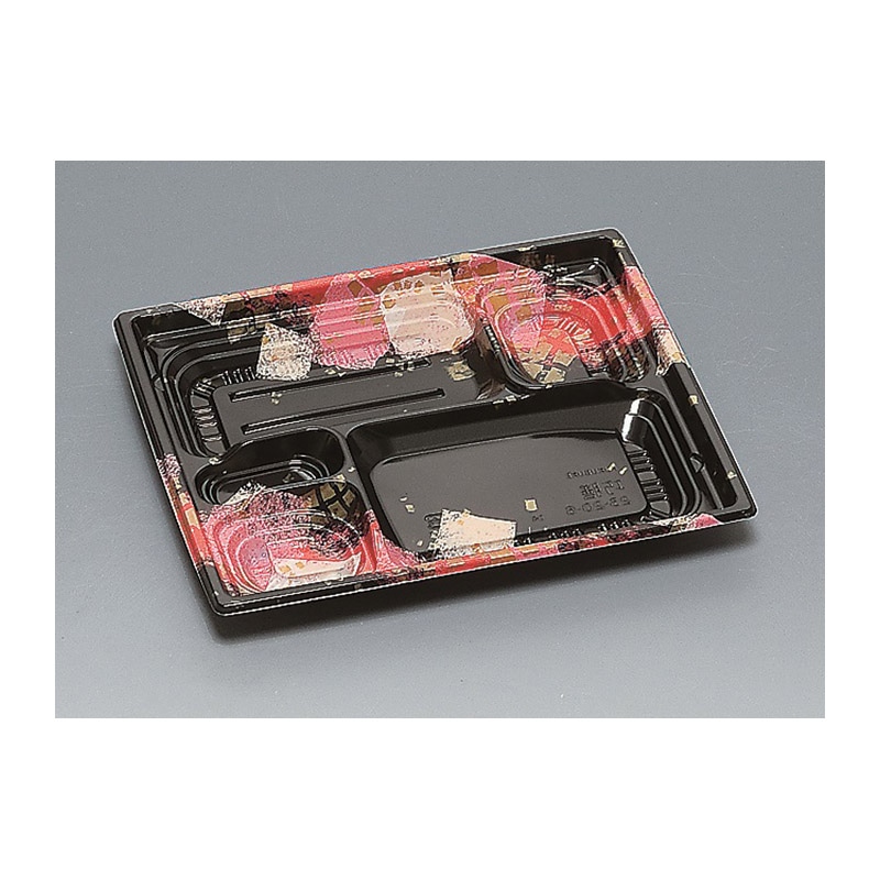 福助工業 弁当容器 巧膳 本体 23-20-6H 華やぎ 赤 50枚/束(ご注文単位12束)【直送品】