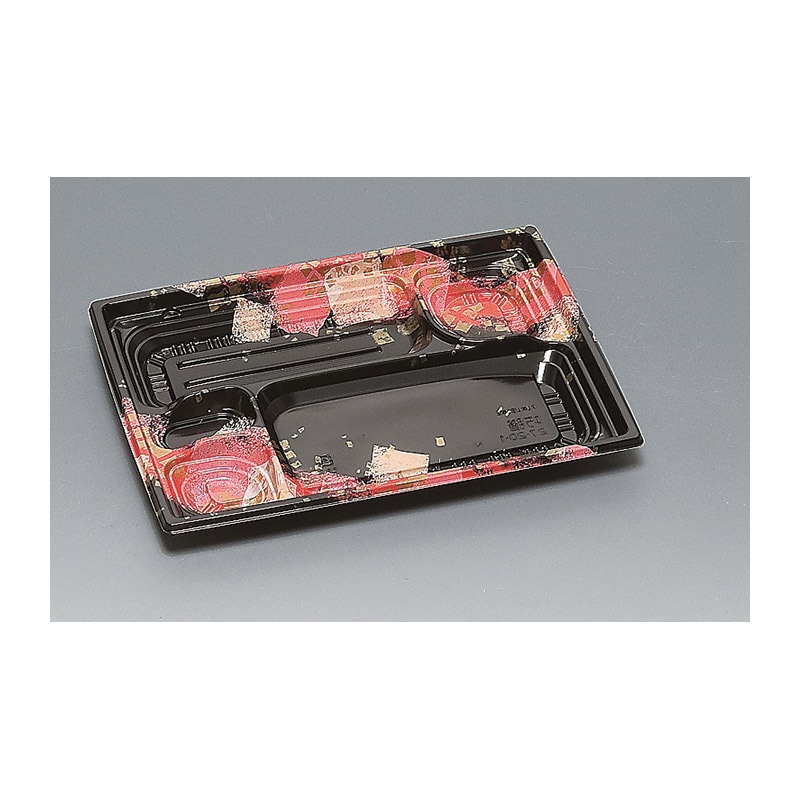 福助工業 弁当容器 巧膳 本体 27-20-1H 華やぎ 赤 50枚/束(ご注文単位12束)【直送品】