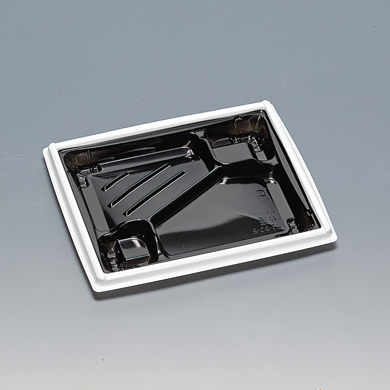 福助工業 弁当容器 箱膳 本体 23-20-2H 白内黒 50枚/束(ご注文単位12束)【直送品】