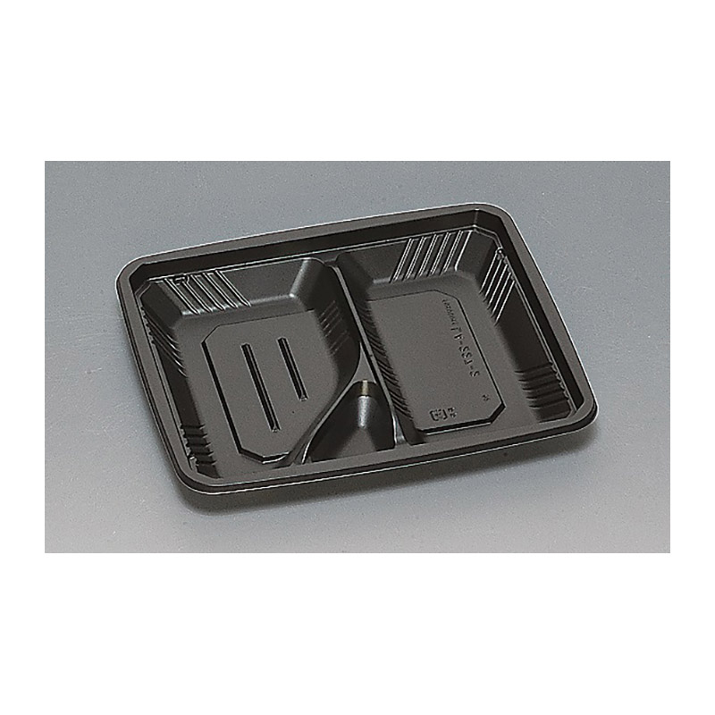 福助工業 弁当容器 本体 LA-227-2H 黒 50枚/束(ご注文単位12束)【直送品】