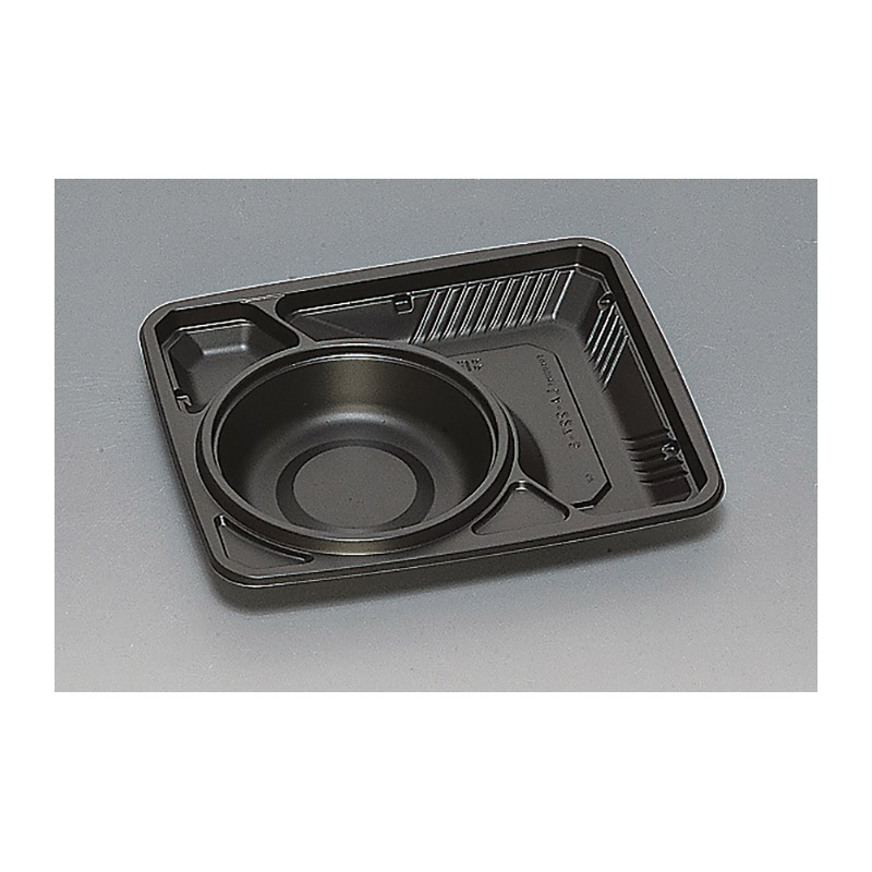 福助工業 弁当容器 本体 LA-227-5H 黒 50枚/束(ご注文単位12束)【直送品】