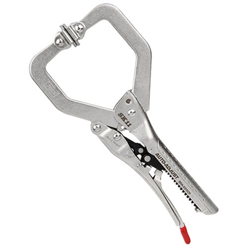 藤原産業 SK11 オートアジャスト ロッキングプライヤー C型 パット付き 228mm SRA-225CP 1本（ご注文単位1本）【直送品】