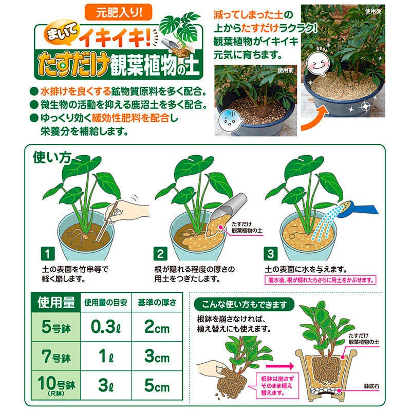 花ごころ たすだけ観葉植物の土 3L 20740 1袋（ご注文単位16袋）【直送品】
