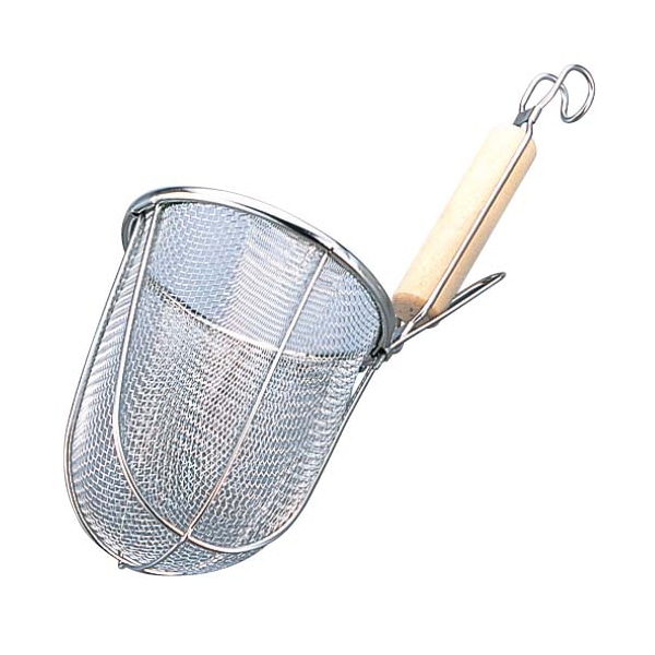 本間冬治工業 BK 18-8 木柄 うどん揚 丸底 大(φ137) 1個(ご注文単位1個)【直送品】