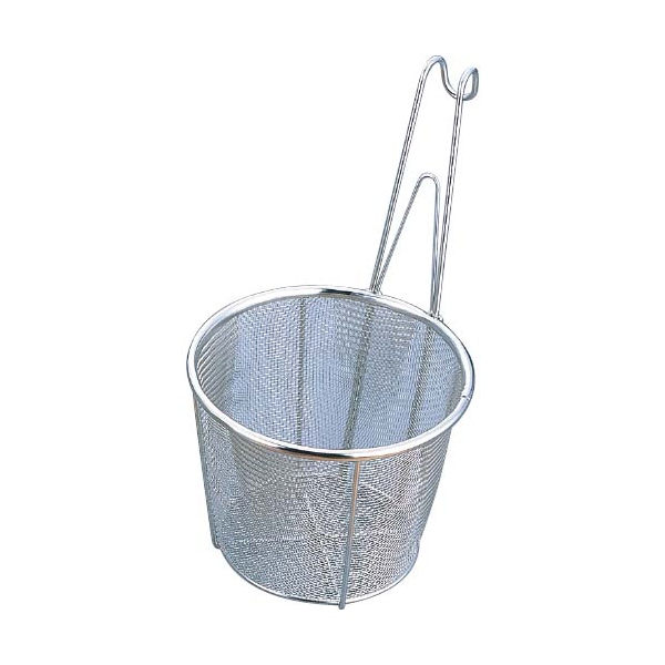 本間冬治工業 BK 18-8 共柄 平底 うどん揚 (11メッシュ)中(φ153) 1個(ご注文単位1個)【直送品】