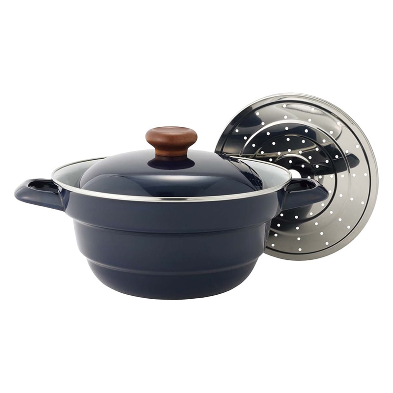富士ホーロー ビームス 多機能鍋 オールインワン(スノコ付) 27cm BMP-27FW・N ネイビー 1個(ご注文単位1個)【直送品】