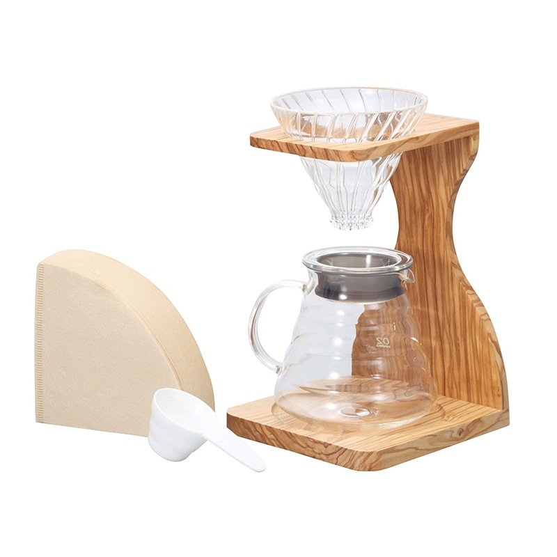 ハリオグラス ハリオ V60 オリーブウッドスタンドセット VSS-1206-OV 1個(ご注文単位1個)【直送品】