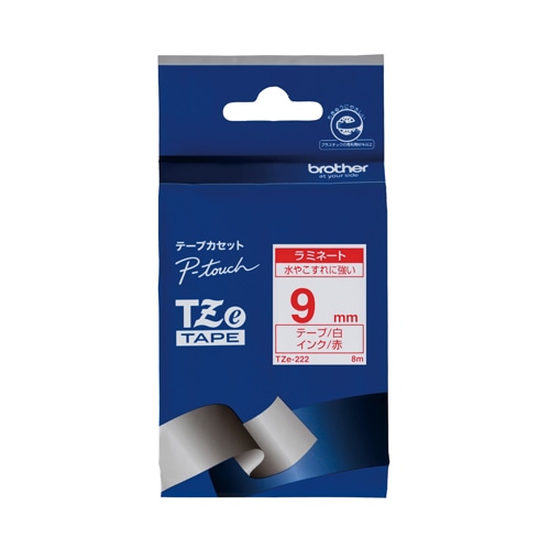 TZE-222 ピータッチテープ 9mm白/赤 1個 (ご注文単位1個)【直送品】
