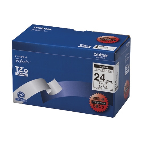 TZE-251V ピータッチテープ24mm白/黒 5個入 1箱 (ご注文単位1箱)【直送品】