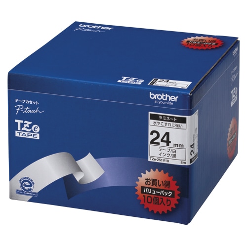 TZE-251V10 ピータッチテープ24mm白/黒10個入 1箱 (ご注文単位1箱)【直送品】
